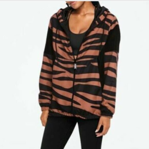 nwt Victoria's Secret PINK campus zip up anorak windbreaker hood tiger zebra - Picture 3 of 7